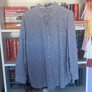 pin stripe & hearts button down
